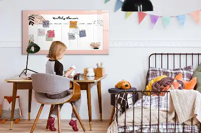 Magnetic marker board with floral planner design