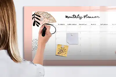 Magnetic marker board with floral planner design