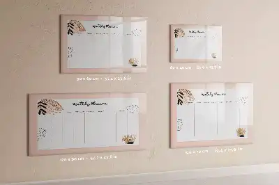 Magnetic marker board with floral planner design