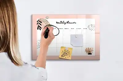 Magnetic marker board with floral planner design