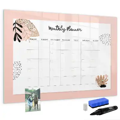 Magnetic marker board with floral planner design