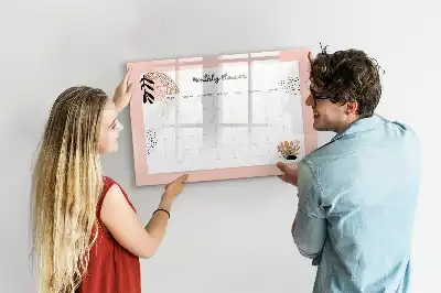 Magnetic marker board with floral planner design
