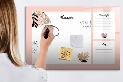 Magnetic glass dry erase board for planner notes