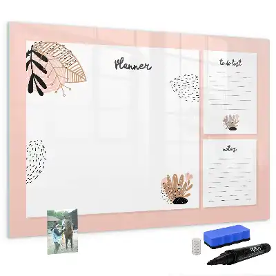 Magnetic glass dry erase board for planner notes