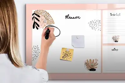 Magnetic glass dry erase board for planner notes