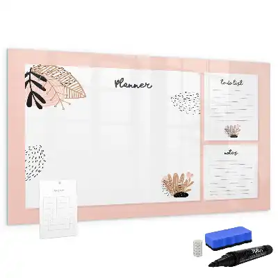 Magnetic glass dry erase board for planner notes
