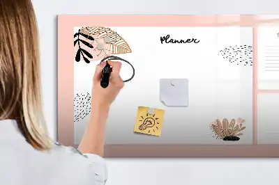 Magnetic glass dry erase board for planner notes