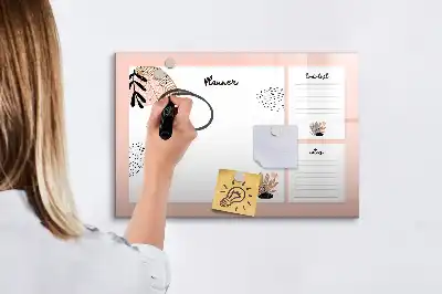 Magnetic glass dry erase board for planner notes