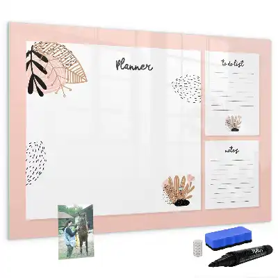 Magnetic glass dry erase board for planner notes
