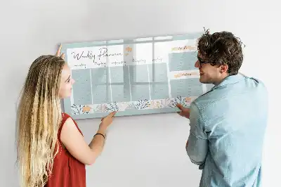 Magnetic marker board with weekly schedule layout