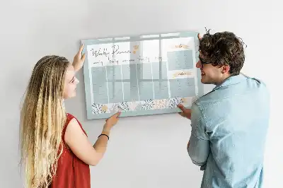 Magnetic marker board with weekly schedule layout