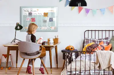 Magnetic marker board with weekly schedule layout