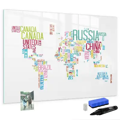 Magnetic whiteboard map with country names