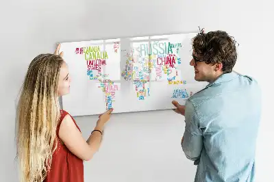 Magnetic whiteboard map with country names