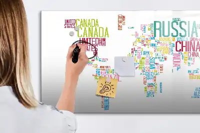 Magnetic whiteboard map with country names