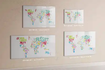 Magnetic whiteboard map with country names