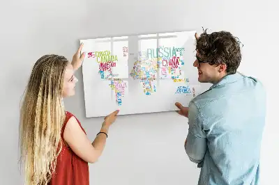 Magnetic whiteboard map with country names
