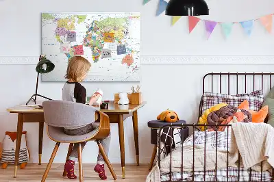 Magnetic marker board with a world map design