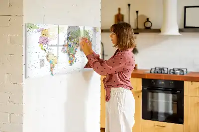 Magnetic marker board with a world map design