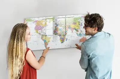 Magnetic marker board with a world map design