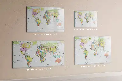 Magnetic marker board with a world map design