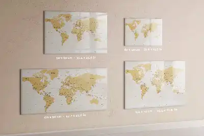 Magnetic glass dry erase board with political world map design