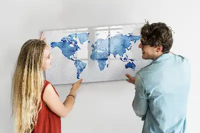 Magnetic marker board watercolor world map print