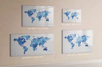 Magnetic marker board watercolor world map print