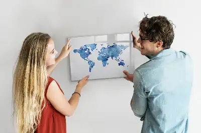 Magnetic marker board watercolor world map print