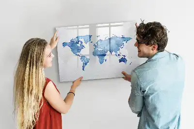 Magnetic marker board watercolor world map print