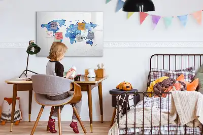 Magnetic marker board watercolor world map print
