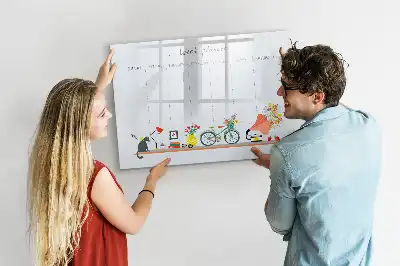 Magnetic glass dry erase board weekly planner