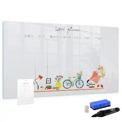 Magnetic glass dry erase board weekly planner