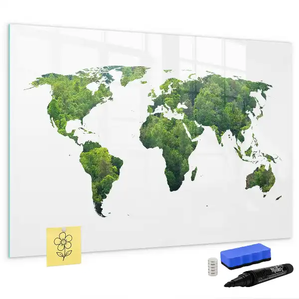 Eco world map magnetic marker board