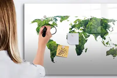 Eco world map magnetic marker board
