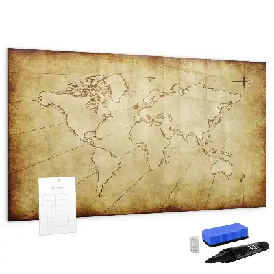 Magnetic marker board with an old world map design