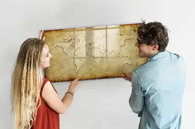 Magnetic marker board with an old world map design