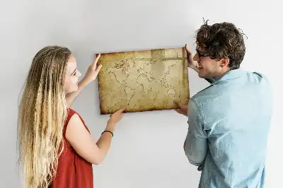 Magnetic marker board with an old world map design