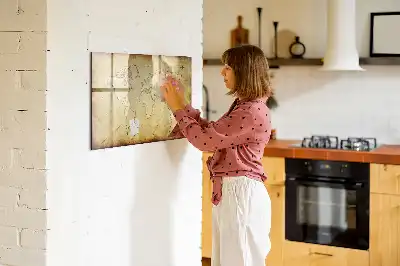 Magnetic marker board with an old world map design