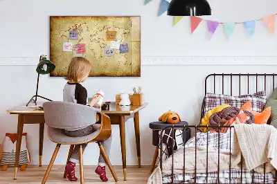 Magnetic marker board with an old world map design