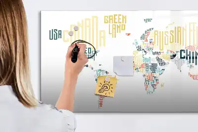 Magnetic glass dry erase board with country names design