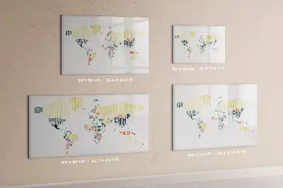 Magnetic glass dry erase board with country names design