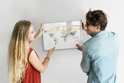 Magnetic glass dry erase board with country names design