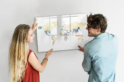 Magnetic glass dry erase board with country names design