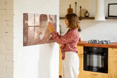 Magnetic marker board world map on brick