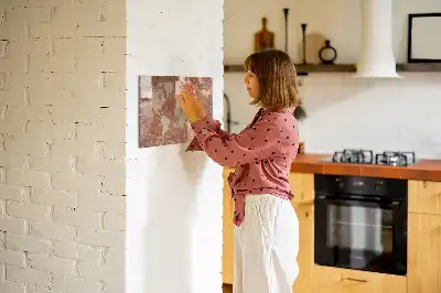 Magnetic marker board world map on brick