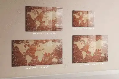 Magnetic marker board world map on brick