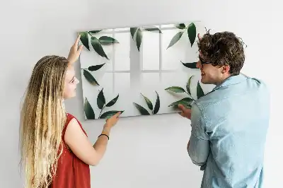 Magnetic glass dry erase board with a frame of leaves design