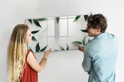 Magnetic glass dry erase board with a frame of leaves design