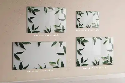 Magnetic glass dry erase board with a frame of leaves design